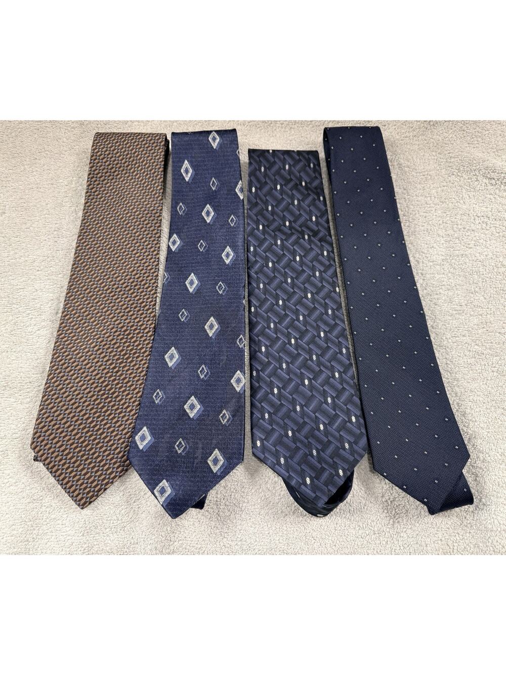 Vintage Mens Silk Tie Lot Calvin Klein Jones New York Don Loper Blue Geometric
